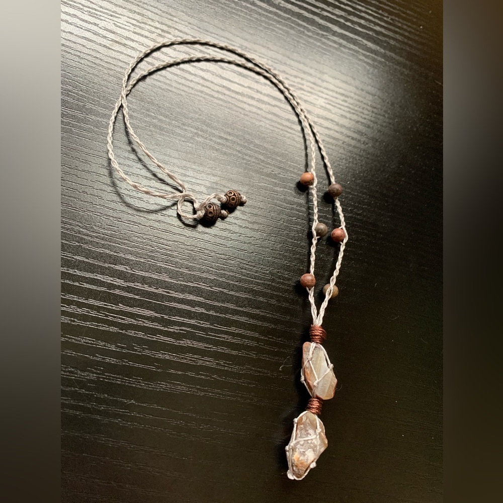 Yin-Yang Blue Orca Agates | Self Tie Macrame Pendant Necklace